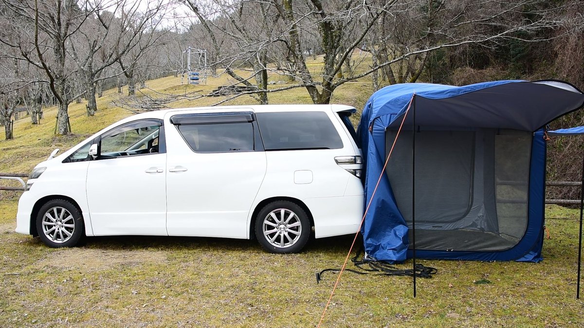 カージョイントテント 車両連結の全体イメージ（ミニバン接続）｜車中泊/防災/アウトドア