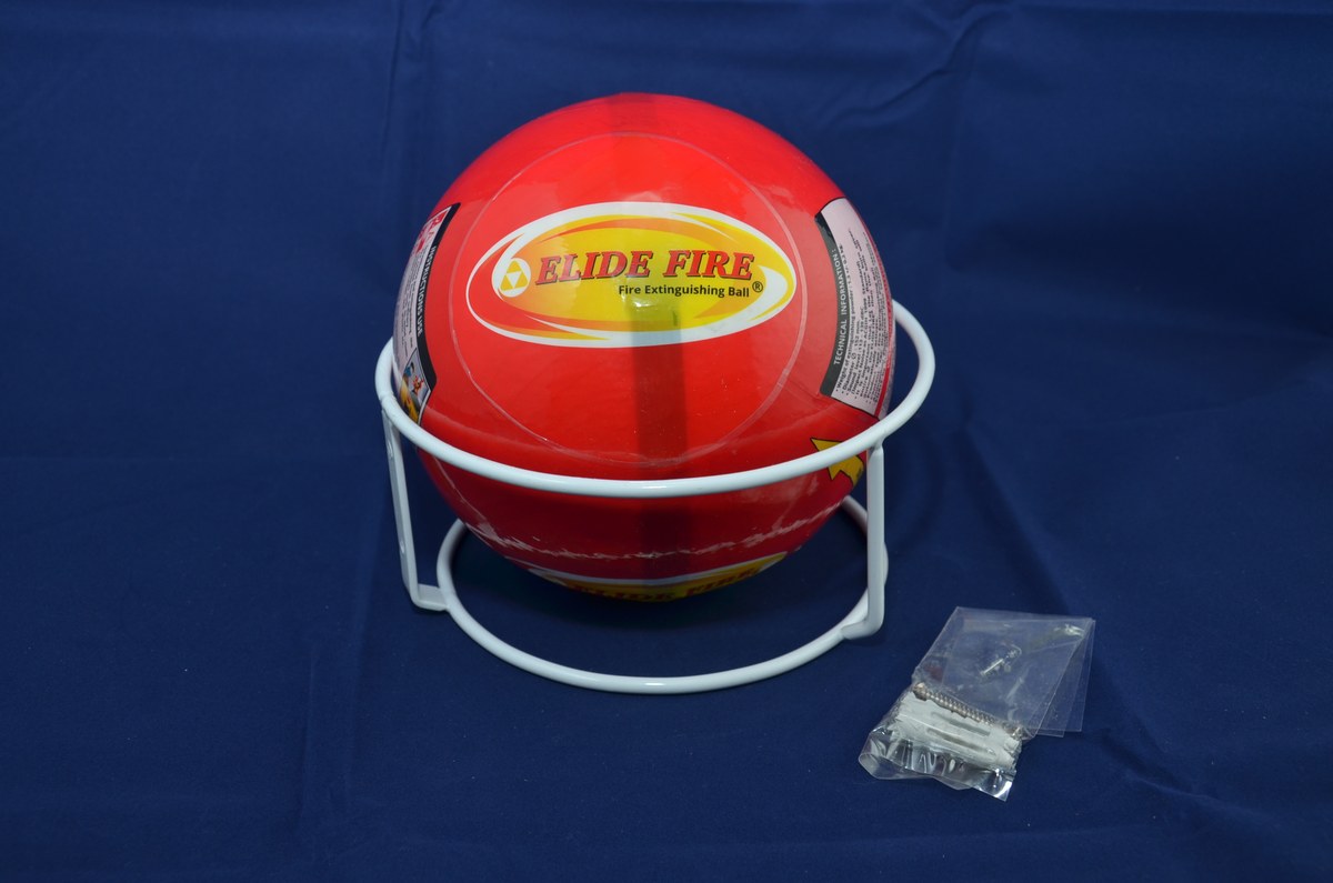 消火ボール ELIDE FIRE BALL 本体正面（専用スタンド設置・取付ねじ付属）｜初期消火/住宅/オフィス/倉庫